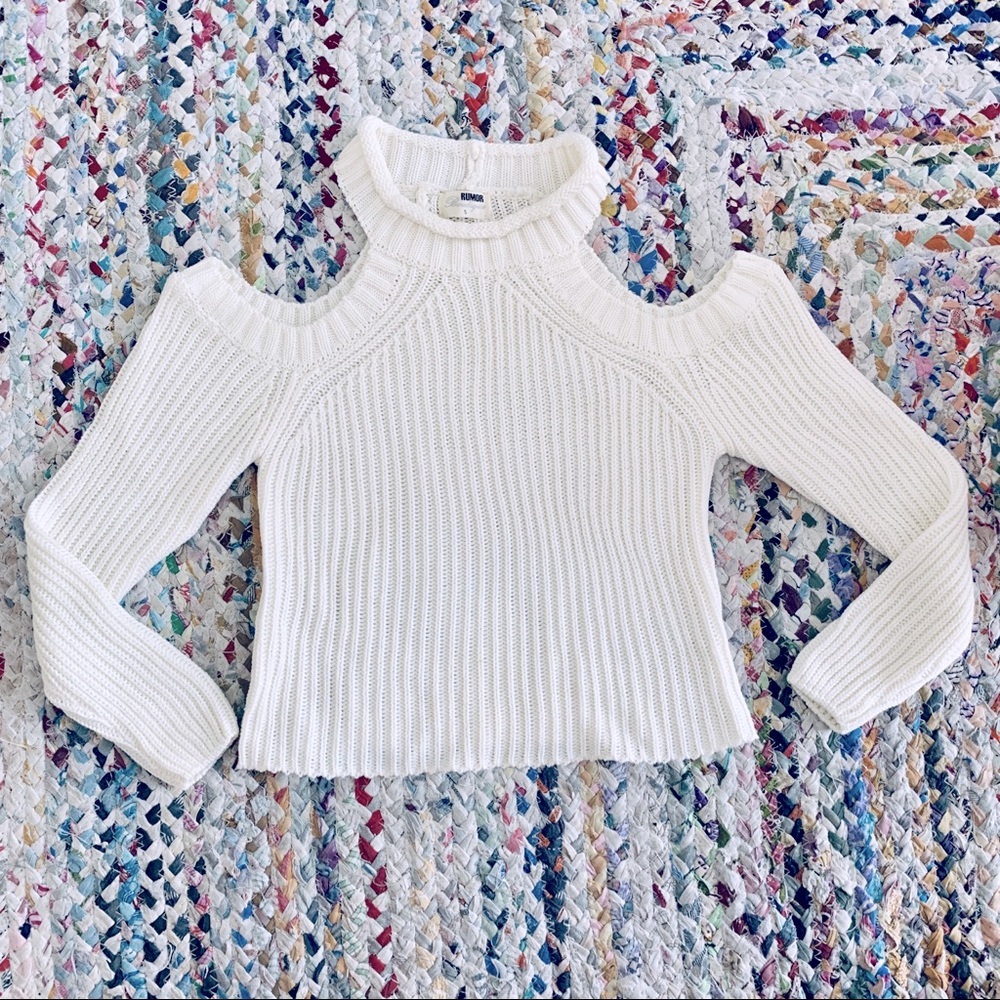 LF Rumor Boutique Cold Shoulder Cropped Sweater